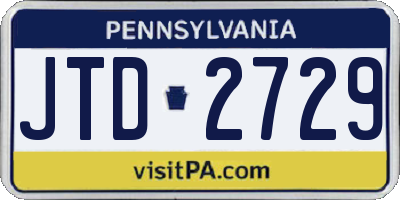 PA license plate JTD2729