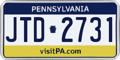 PA license plate JTD2731