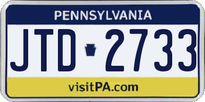 PA license plate JTD2733