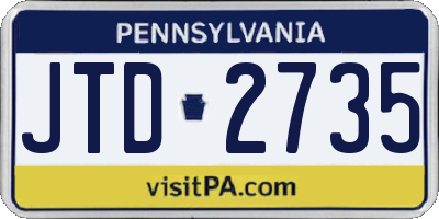PA license plate JTD2735