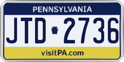 PA license plate JTD2736