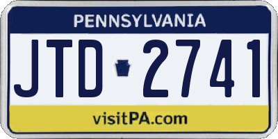 PA license plate JTD2741