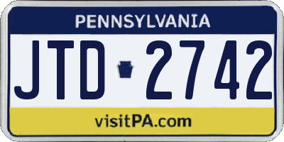 PA license plate JTD2742