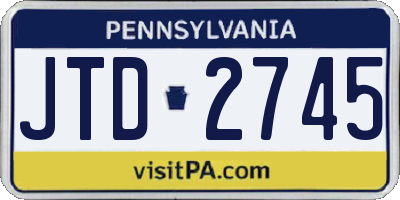 PA license plate JTD2745