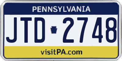 PA license plate JTD2748