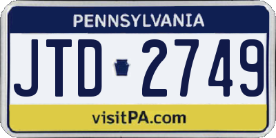 PA license plate JTD2749