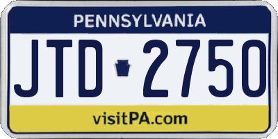 PA license plate JTD2750