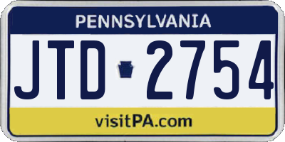 PA license plate JTD2754
