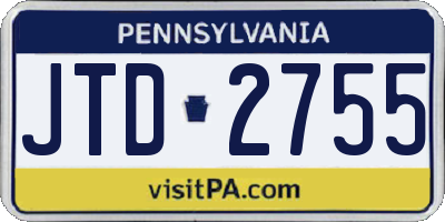 PA license plate JTD2755