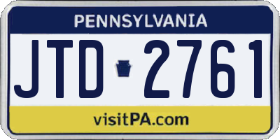 PA license plate JTD2761