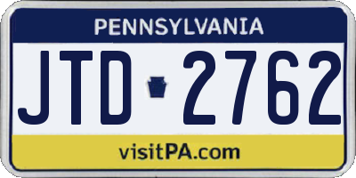 PA license plate JTD2762