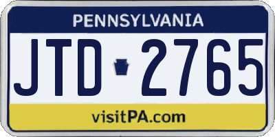 PA license plate JTD2765