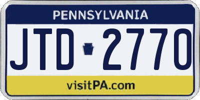 PA license plate JTD2770