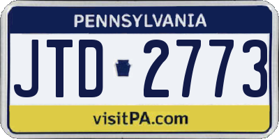 PA license plate JTD2773