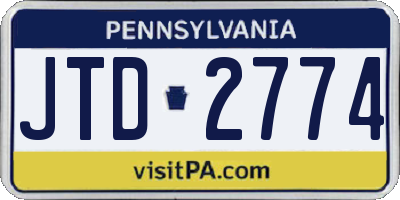 PA license plate JTD2774