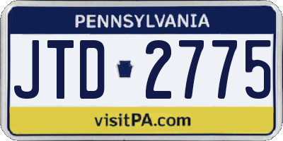 PA license plate JTD2775