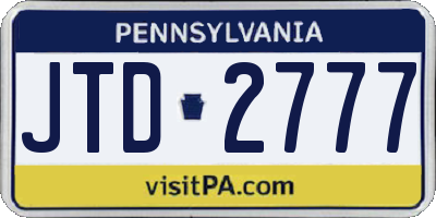 PA license plate JTD2777