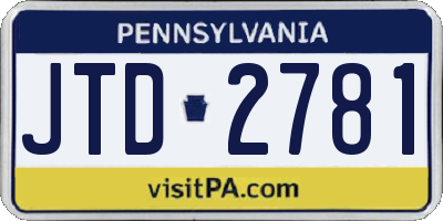 PA license plate JTD2781