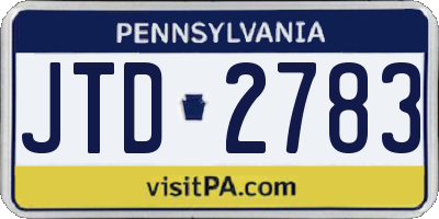 PA license plate JTD2783