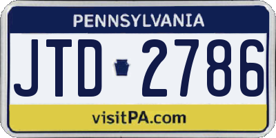 PA license plate JTD2786