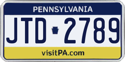 PA license plate JTD2789