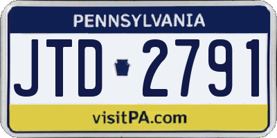 PA license plate JTD2791