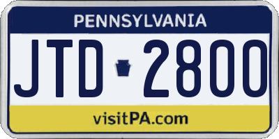 PA license plate JTD2800