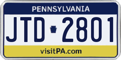 PA license plate JTD2801