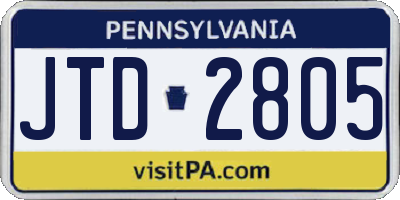 PA license plate JTD2805