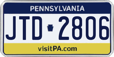 PA license plate JTD2806