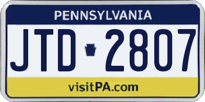 PA license plate JTD2807
