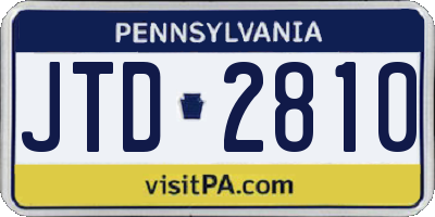 PA license plate JTD2810
