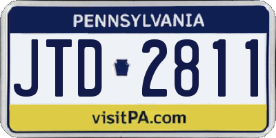 PA license plate JTD2811