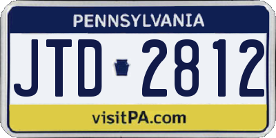 PA license plate JTD2812