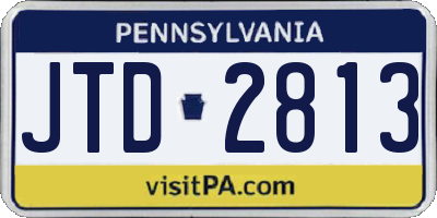 PA license plate JTD2813