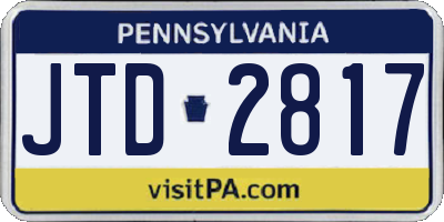 PA license plate JTD2817