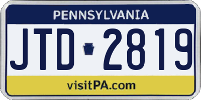 PA license plate JTD2819