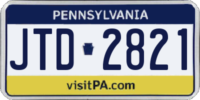 PA license plate JTD2821