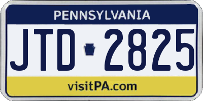 PA license plate JTD2825