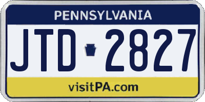 PA license plate JTD2827