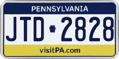 PA license plate JTD2828