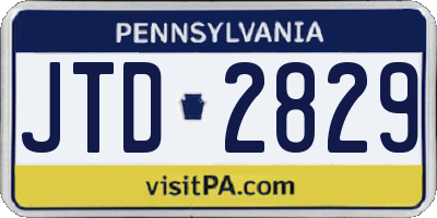 PA license plate JTD2829