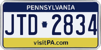 PA license plate JTD2834