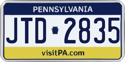 PA license plate JTD2835