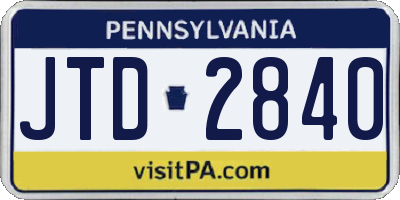 PA license plate JTD2840