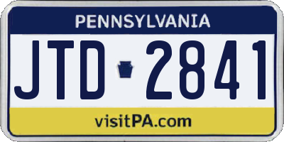 PA license plate JTD2841