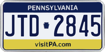 PA license plate JTD2845