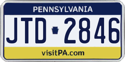 PA license plate JTD2846