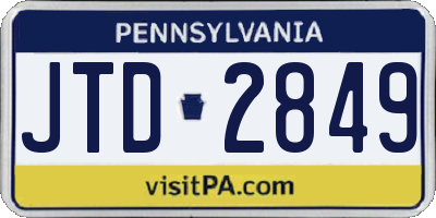 PA license plate JTD2849