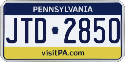 PA license plate JTD2850